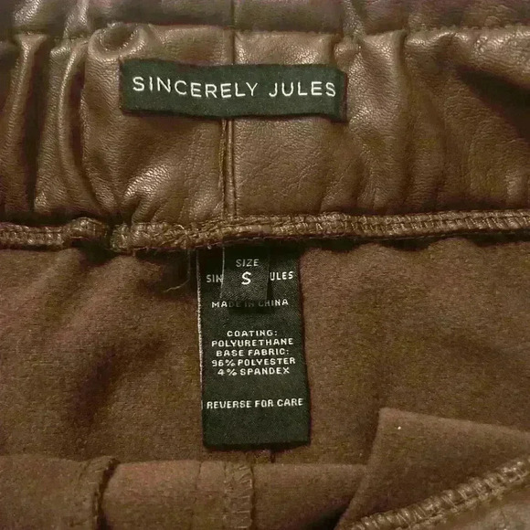 Sincerely Jules Brown Faux Leather Paper bag Cuffed Shorts Size Small - Picture 5 of 6
